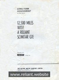 Reliant Road Test Brochure