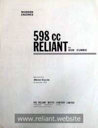 Reliant Road Test Brochure