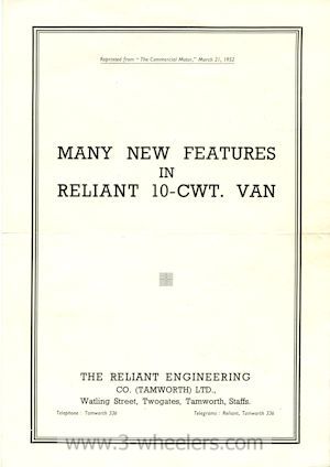 Reliant Road Test Brochure