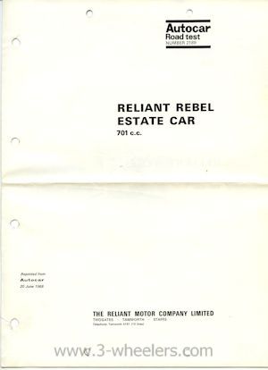 Reliant Road Test Brochure