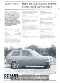 Reliant Robin Brochure