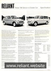 Reliant Rebel Brochure