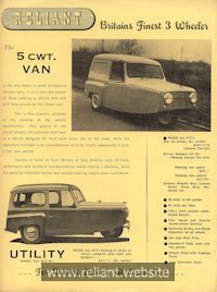 Reliant Regal Mk II brochure