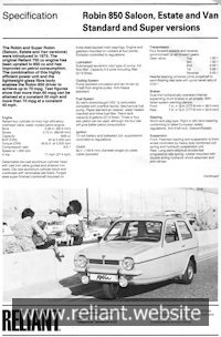 Reliant Robin Brochure