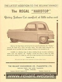 Reliant Regal Mk II brochure