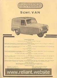 Reliant Regal Mk II brochure