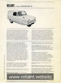 Reliant Regal Brochure