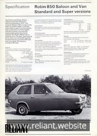 Reliant Robin Brochure