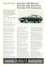 Reliant Scimitar GTE Brochure