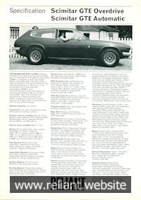 Reliant Scimitar GTE Brochure