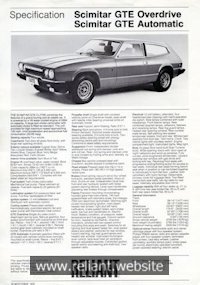 Reliant Scimitar GTE Brochure