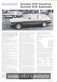 Reliant Scimitar GTE Brochure