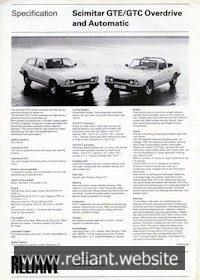 Reliant Scimitar GTE Brochure