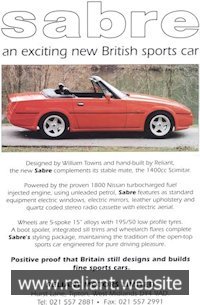 Reliant Sabre Brochure