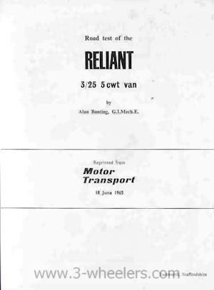 Reliant Road Test Brochure