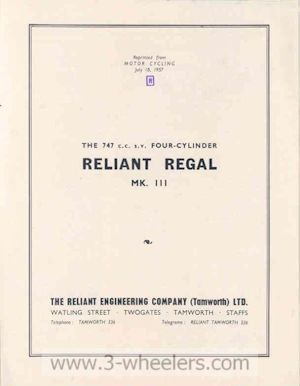 Reliant Road Test Brochure