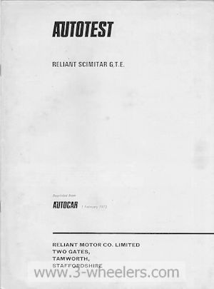 Reliant Road Test Brochure