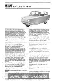 Reliant Regal Brochure