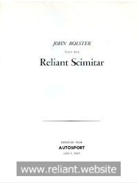 Reliant Road Test Brochure