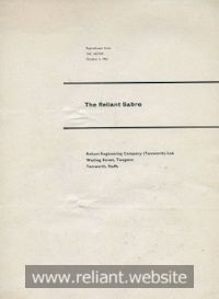 Reliant Road Test Brochure