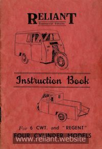 Reliant Instruction Book 1950s