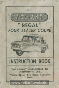 Reliant Instruction Book 1950s